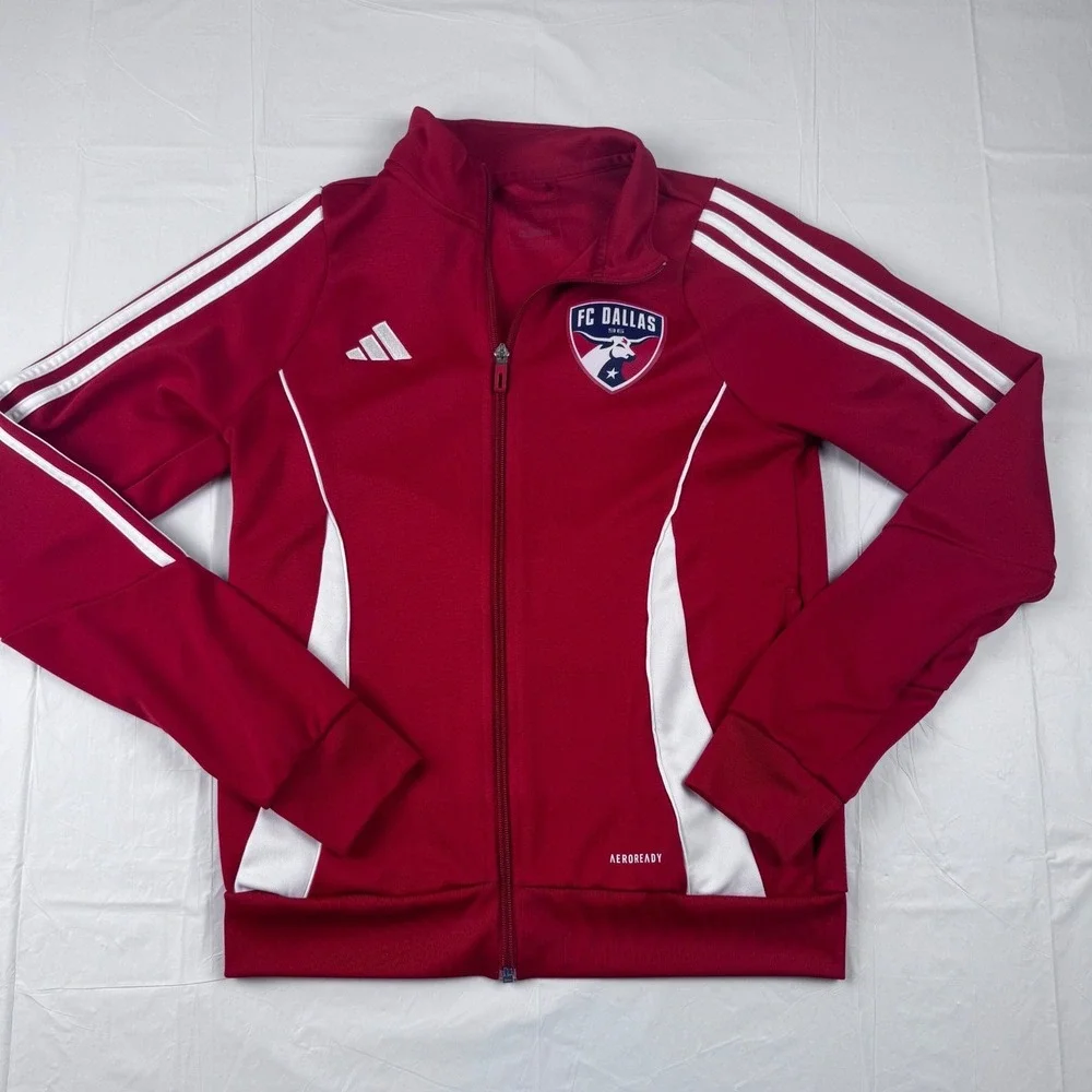 Adidas FC Dallas MLS Soccer Track Jacket Red White AEROREADY Mens Small